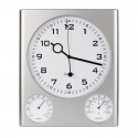 Clock + Hygrometer and Thermometer - Silver