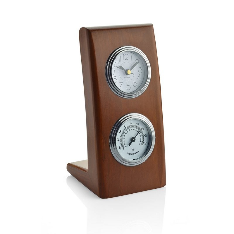 Wooden Clock + Thermometer